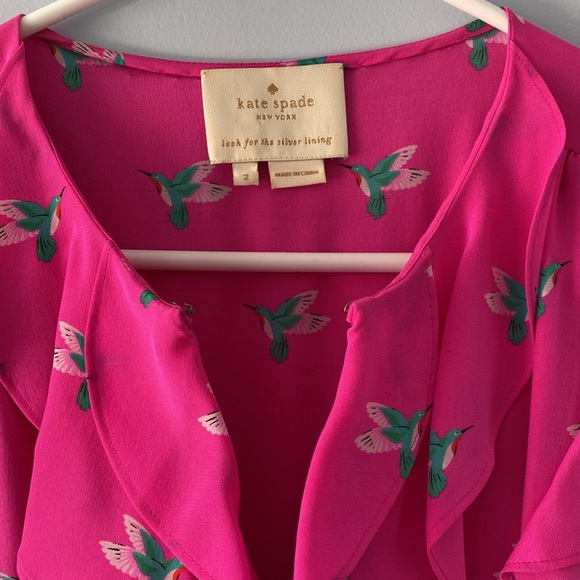 Kate Spade silk hummingbird dress size 2 hot pink - Picture 8 of 15